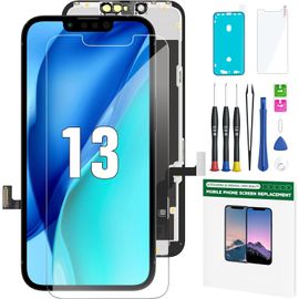 Ecran Iphone 13 6.1"", Écran Iphone 13 Lcd Complet Replacement, Écran Iphone 13 Tactile 3d Numériseur Assemblage Complet Cadre Étanche Autocollant+Protège-Écran