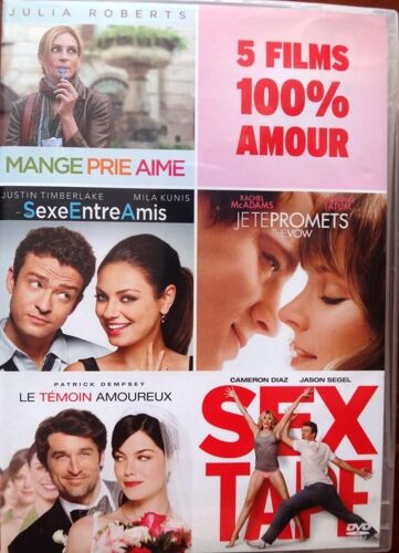 5 Films 100% Amour (Mange Prie Aime - Sexe Entre Amis - Je Te Promets - Le Témoin Amoureux - Sex Tape)