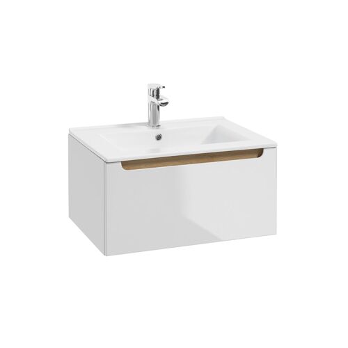 Meuble vasque encastrée 1 tiroir stratifiés blanc