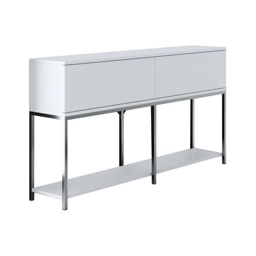 Buffet Effet Bois Blanc, Argent 150x30 Cm