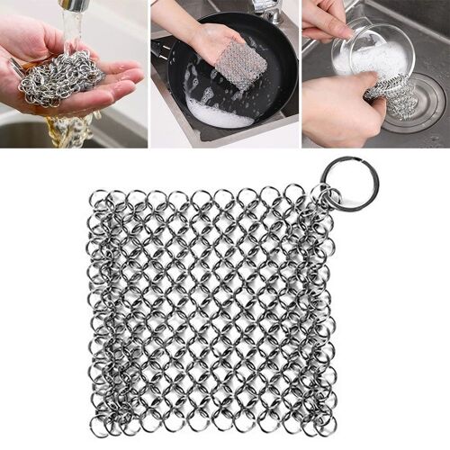 Brosse de nettoyage en acier inoxydable, nettoyeur de chaîne en fonte, ustensile de cuisine domestique, outil de lavage de cuisine