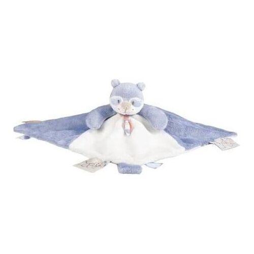 Doudou Tidou Raton Laveur Noukie's William Peluche Bebe Noukies Bleu Blanc Plat Attache Tetine Sucette