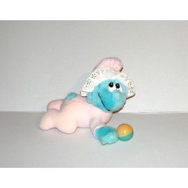 Schtroumpf Rose Bleu Peluche Doudou Hochet Bébé Schtroumpfs  Dentelle Applause Wallace Berrie 83