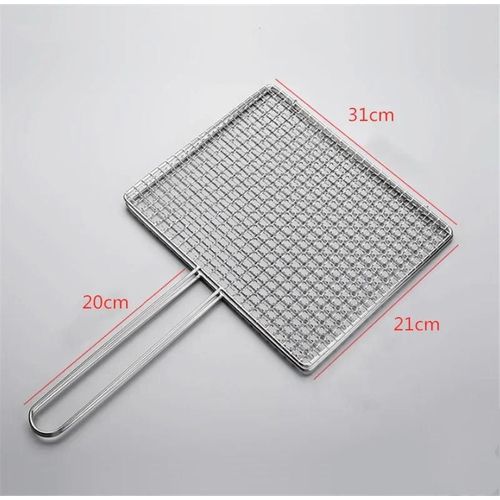 Filet de barbecue carré en acier inoxydable 304,supports de mailles,grille ronde,filet à vapeur,camping,randonnée,extérieur - Type 31x21cm