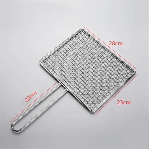 Filet de barbecue carré en acier inoxydable 304,supports de mailles,grille ronde,filet à vapeur,camping,randonnée,extérieur - Type 28x23cm