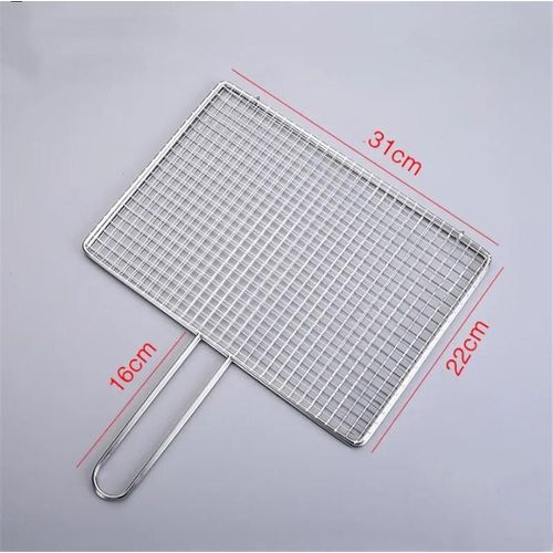 Filet de barbecue carré en acier inoxydable 304,supports de mailles,grille ronde,filet à vapeur,camping,randonnée,extérieur - Type 31x22cm