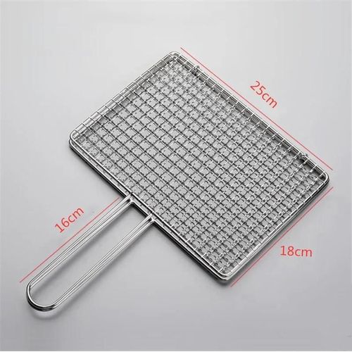 Filet de barbecue carré en acier inoxydable 304,supports de mailles,grille ronde,filet à vapeur,camping,randonnée,extérieur - Type 25x18cm
