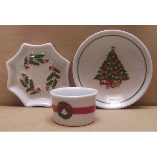 Lot De 3: Petite Assiette, Coupelle, Et Petit Pot - Décoration De Noel