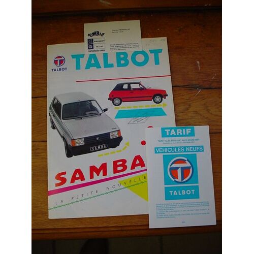 Talbot Samba 1982 Catalogue 20 Pages