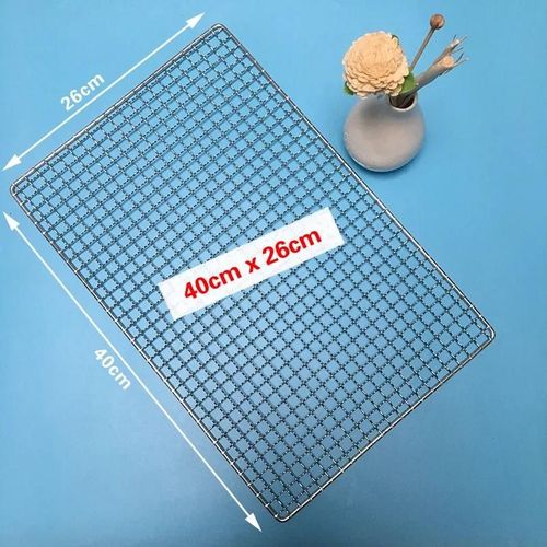 Grille de barbecue rectangulaire en acier inoxydable 304,maille pour outils de barbecue,tissu antiadhésif,polymères,grille A - Type 40x26cm