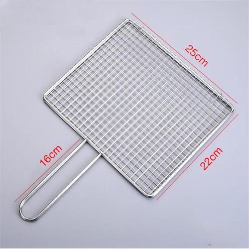 Filet de barbecue carré en acier inoxydable 304,supports de mailles,grille ronde,filet à vapeur,camping,randonnée,extérieur - Type 25x22cm