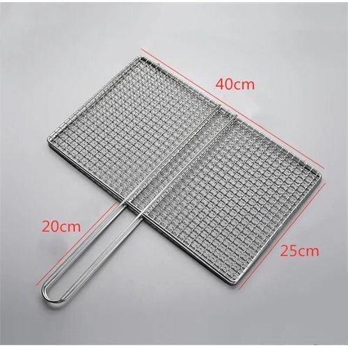 Filet de barbecue carré en acier inoxydable 304,supports de mailles,grille ronde,filet à vapeur,camping,randonnée,extérieur - Type 40x25cm