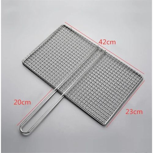 Filet de barbecue carré en acier inoxydable 304,supports de mailles,grille ronde,filet à vapeur,camping,randonnée,extérieur - Type 42x23cm