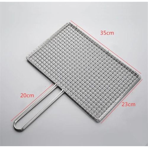 Filet de barbecue carré en acier inoxydable 304,supports de mailles,grille ronde,filet à vapeur,camping,randonnée,extérieur - Type 35x23cm