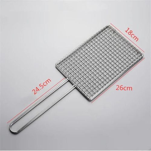 Filet de barbecue carré en acier inoxydable 304,supports de mailles,grille ronde,filet à vapeur,camping,randonnée,extérieur - Type 18x26cm