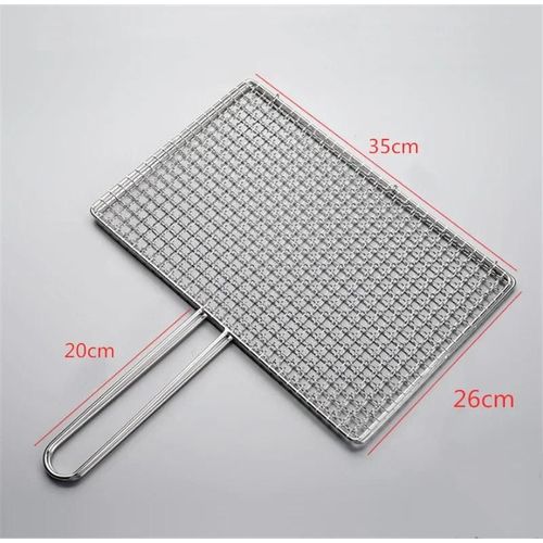 Filet de barbecue carré en acier inoxydable 304,supports de mailles,grille ronde,filet à vapeur,camping,randonnée,extérieur - Type 35x26cm