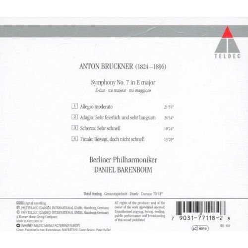 Bruckner : Symphonie N°7 E-Dur Septième Symphonie N°7 En Mi Majeur Par Berliner Philharmoniker Orchestre Philharmonique De Berlin Dir Daniel Barenboim