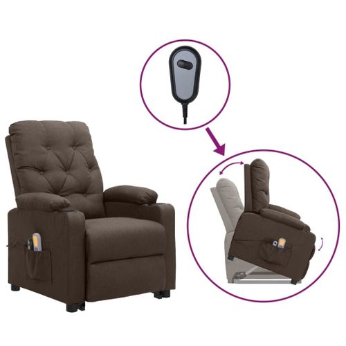 Vidaxl Fauteuil Releveur Inclinable De Massage Marron Tissu