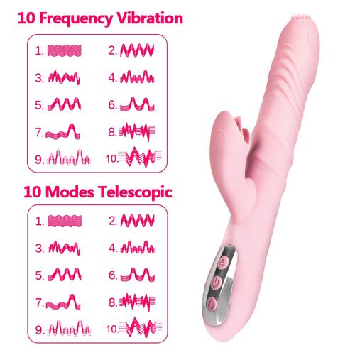 Godemichet Télescopique Chauffant Pour Femme, Jouet Sexuel Pour Adulte, Stimulation Du Vagin Et Du Clitoris, 10 Fréquences