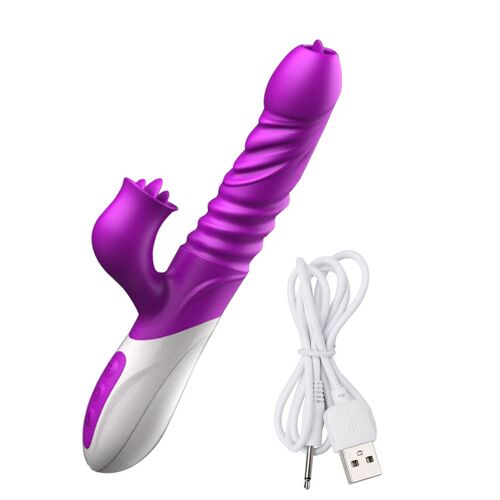 10 Vitesses Stimulateur De Clitoris Gode Vibrateur Télescopique Jouets Sexuels Pour Les Femmes G Spot Produits Pour Adultes Double Langue Lécher