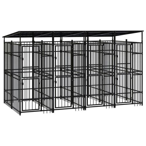 Vidaxl Chenil D'extérieur Avec Toit Pour Chiens Acier 7,37 M²