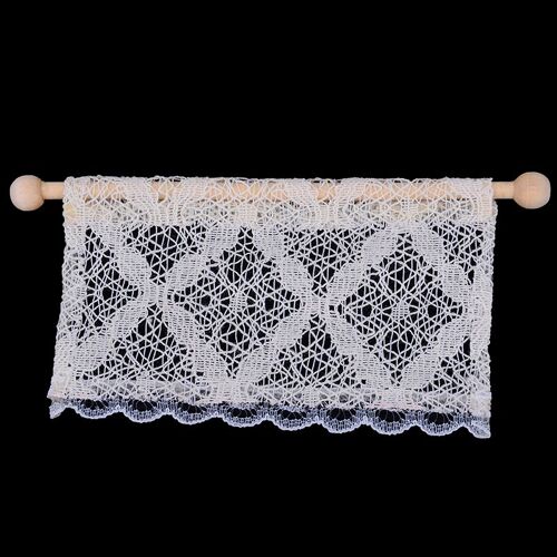 Maison De Poupée Avec Tringle En Bois Miniature Et Rideau En Dentelle, Décoration De Maison De Poupée, Jouet Blanc, Accessoires Pour Enfants, 1/12