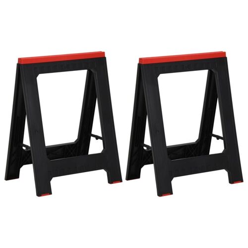 vidaXL TrÃ©teaux de travail pliables 2 pcs PP Noir et rouge 350 kg