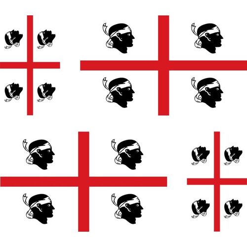 4 X Autocollant Sticker Voiture Moto Valise Pc Portable Drapeau Sardaigne Sarde
