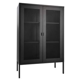 Vitrine 2 Portes 80x40x120 Cm En Acier Noir