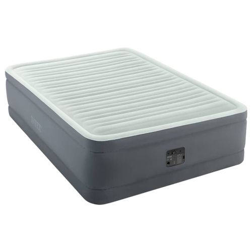 Matelas Gonflable - Intex Premaire I -2 Personnes - 152x203x46 Cm (Bxlxh) - Gris - Avec Motopompe Intégrée