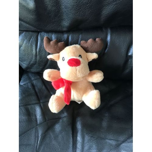 Petit Élan Cerf Doudou Peluche Fizzy Écharpe Rouge 16cm