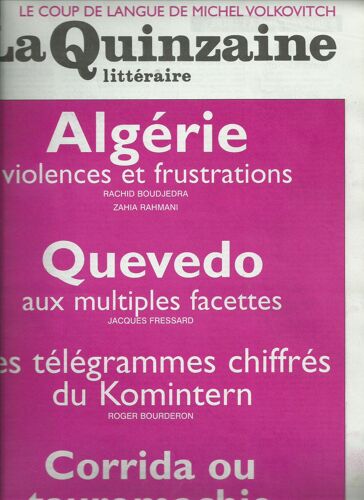 La Quinzaine Littéraire 858 Quevedo, Corrida Ou Tauromachie