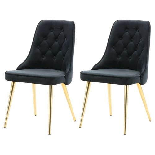 Venture Home Chaises De Salle À Manger 2pcs Velvet Deluxe Noir/Laiton