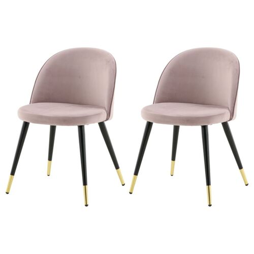 Chaise En Velours Avec Pieds En Acier Cuivrés Velvet
