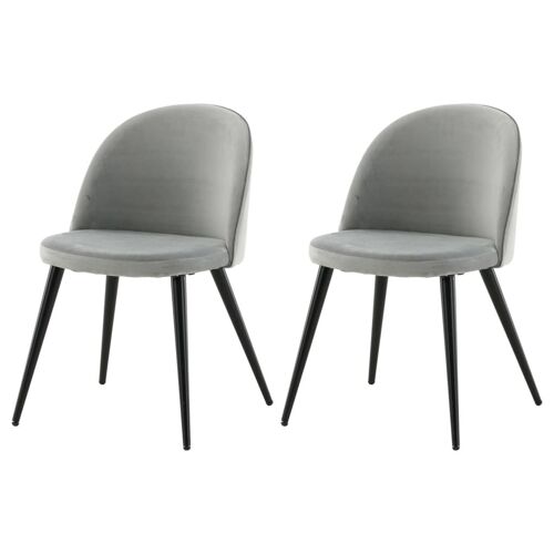 Venture Home Chaises De Salle À Manger 2 Pcs Velvet Velours Noir/Gris