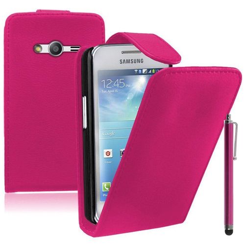 Etui Simili Cuir Pour Samsung Galaxy Ace 4 Style Lte Sm-G357fz - Rose + Stylet