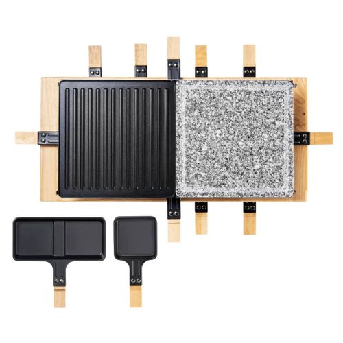 Bestron Black&Wood ARG300BW - Raclette/grill/pierre à griller - 1500 Watt