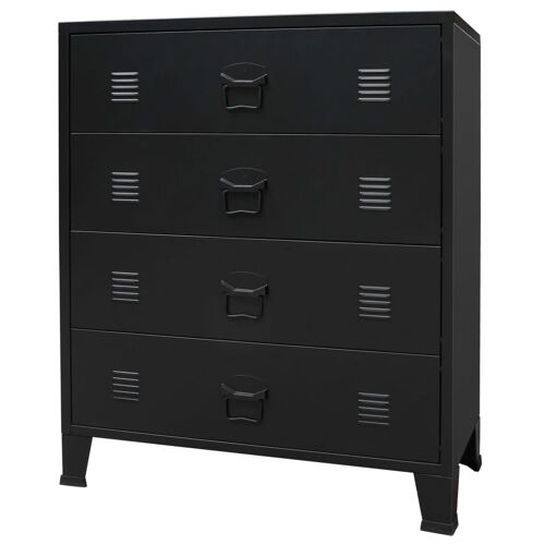 Commode à tiroirs Métal Style Industriel 78 x 40 x 93 cm Noir - VidaXL