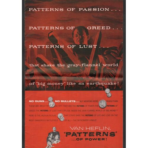 Patterns, Dossier De Presse, Réalisé Par Fielder Cook, Avec Van Heflin, Everett Sloane, Ed Begley, 