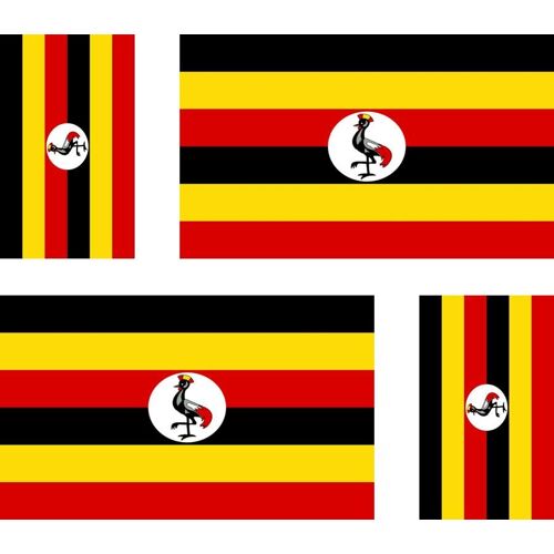 4 X Autocollant Sticker Voiture Moto Valise Pc Portable Drapeau Ouganda Ougandai