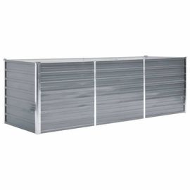 Vidaxl Lit Surélevé De Jardin Acier Galvanisé 240x80x77 Cm Gris