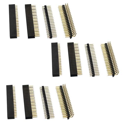 Kit D'en-Tête Gpio 40 Broches 20x2 Broches, Prise D'en-Tête Gpio À Angle Droit Pour Raspberry Pi Zero/4b/3b +/3b/3a + 12 Pièces