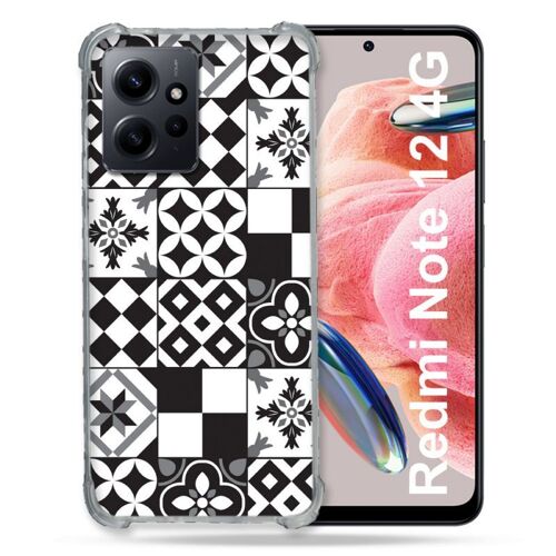Coque Renforcée Pour Xiaomi Redmi Note 12 4G Texture Carreau Ciment Noir
