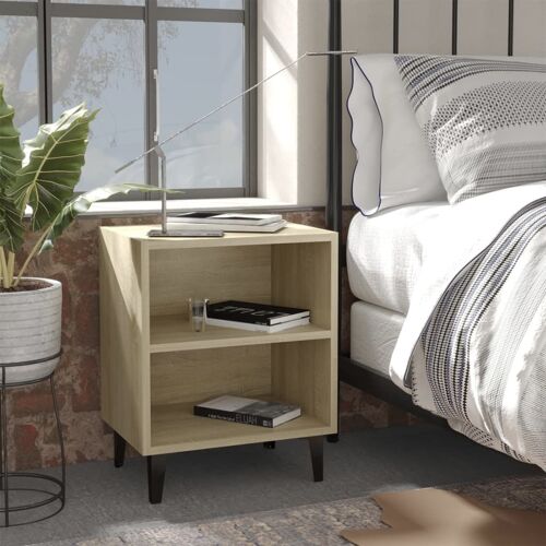 vidaXL Table de chevet avec pieds en métal Chêne sonoma 40x30x50 cm