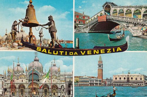 Venise, " La Place Saint Marc, Le Pont Du Rialto, Le Grand Canal ", Italie.