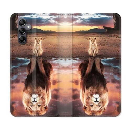 Housse Cuir Portefeuille Pour Samsung Galaxy A54 5g Animal Lion Reflet