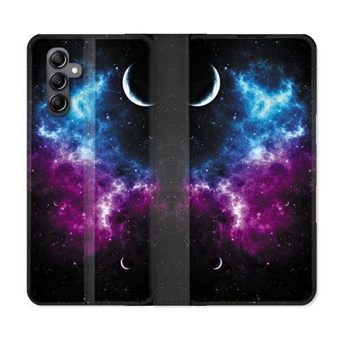 Housse Cuir Portefeuille Pour Samsung Galaxy S24 Univers Bleu Violet