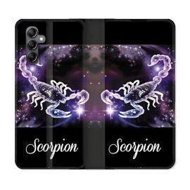Housse Cuir Portefeuille Pour Samsung Galaxy S24 Plus Signe Zodiaque 2 Scorpion