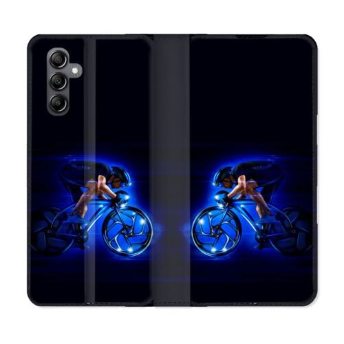 Housse Cuir Portefeuille Pour Samsung Galaxy A55 5g Sport Cyclisme Bleu