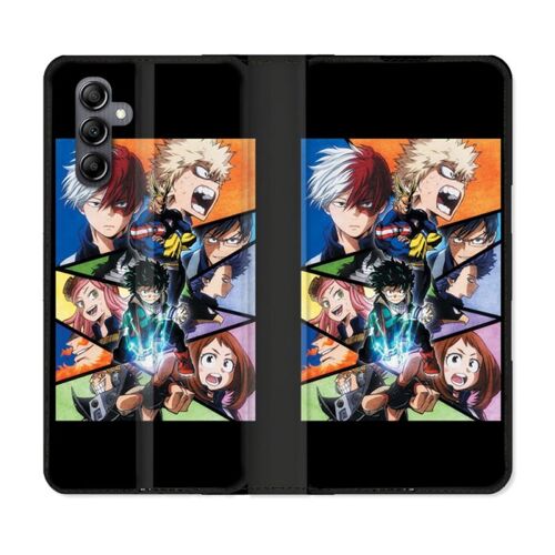 Housse Cuir Portefeuille Pour Samsung Galaxy S24 Manga My Hero Academia Noir